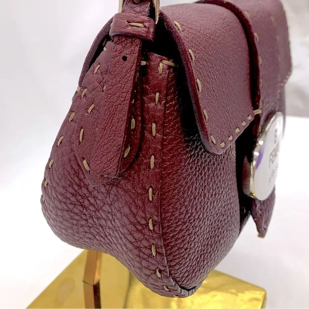 Auth Fendi Plum Selleria Leather Baguette Shoulder Bag Preloved Purse Excellent